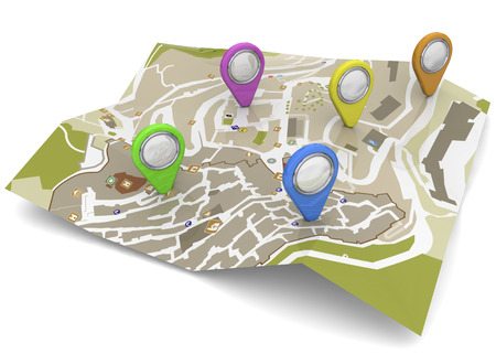 Map and GPS Concept on white backgroundの写真素材