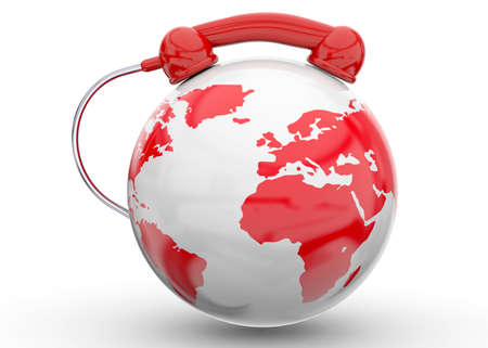 World and Phone on white Backgroundの写真素材