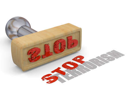 Stamp Stop Terrorism on white backgroundの写真素材