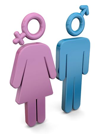 Man and woman with gender symbolの写真素材