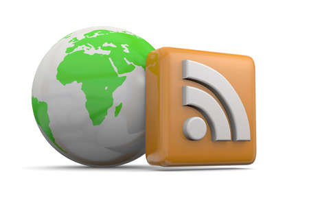 RSS and world on white backgroundの写真素材