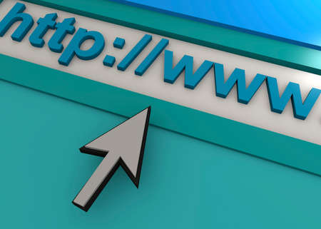 Web browser with cursor and linkの写真素材