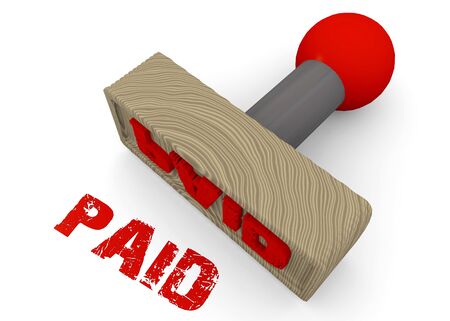 Tamp Paid on white backgroundの写真素材