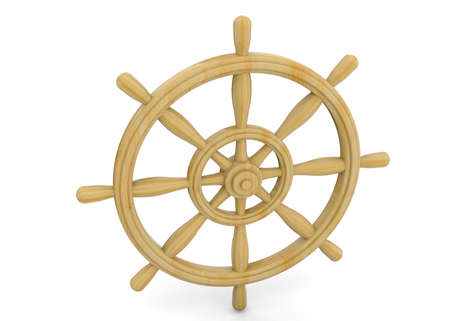 Rudder of sailing ship on white backgroundの写真素材