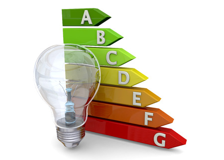 Energy Saving Concept on white backgroundの写真素材