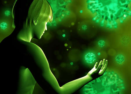 Boy and Dangerous Virus in the Air - 3Dの写真素材