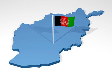 Afghanistan map with flagの写真素材