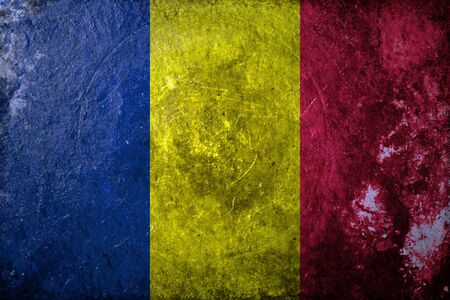 A dirty, grunge design of the flag of Chadの写真素材