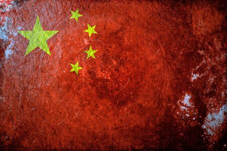 A dirty, grunge design of the flag of Chinaの写真素材