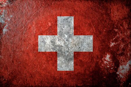 A dirty, grunge design flag of Switzerlandの写真素材