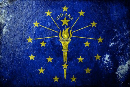 A dirty, grunge design of the state flag of Indianaの写真素材