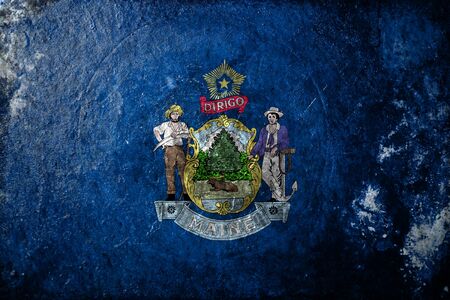 A dirty, grunge design of the state flag of Maineの写真素材