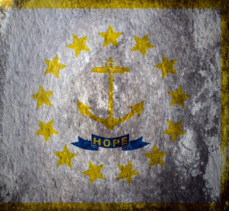 A dirty, grunge design of the state flag of Rhode Islandの写真素材