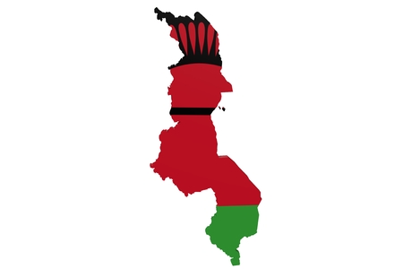 Map of Malawi in the colors of the national flagの写真素材