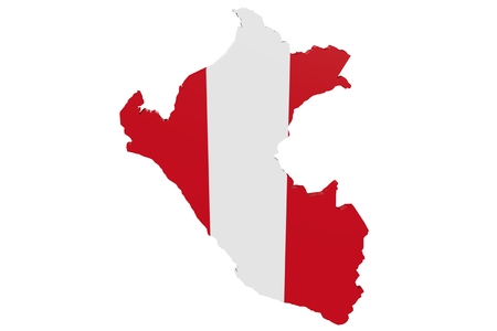 Map of Perus in the colors of the national flagの写真素材