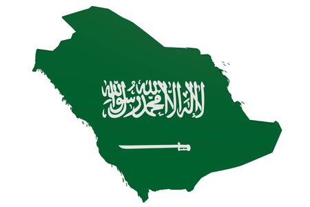 Map of Saudi Arabia in the colors of the national flagの写真素材