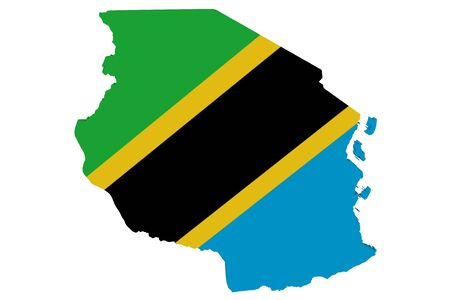 Map of Tanzania in the colors of the national flagの写真素材