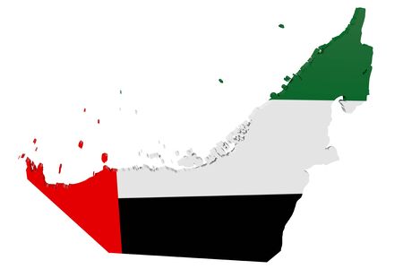 Map of the United Arab Emirates in the colors of the national flagの写真素材