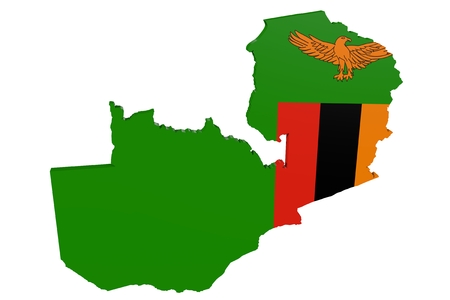 Map of Zambia in the colors of the national flagの写真素材