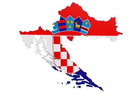 Map of Croatia in the colors of the national flagの写真素材