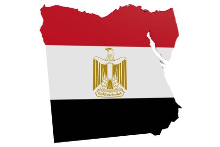 Map of Egypt in the colors of the national flagの写真素材