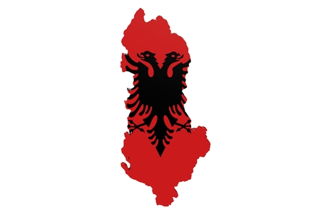 Map of Albania in the colors of the national flagの写真素材