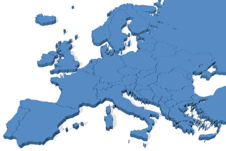 3D map of Europe with country bordersの写真素材