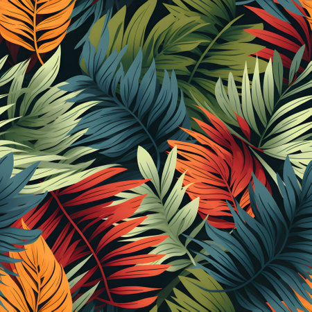 Tropical leaves seamless background. Jungle pattern. Generative AI.の素材