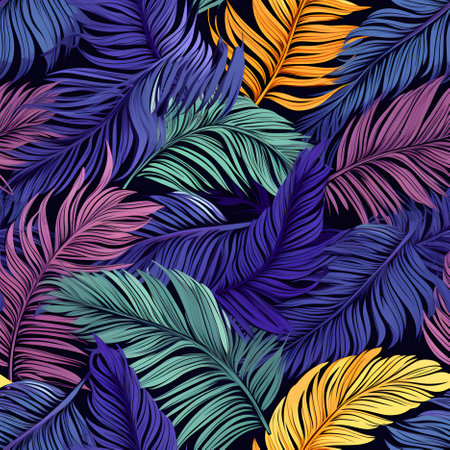 Tropical leaves seamless background. Jungle pattern. Generative AI.の素材