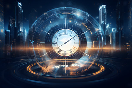 Technology futuristic background. Digital time. Generative AI.の素材