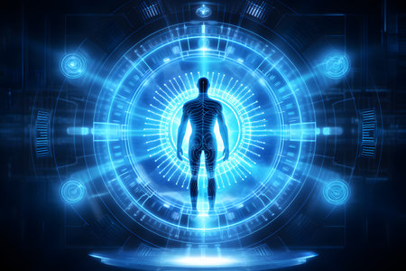 AI Medical technology and futuristic concept background. Generative AI.の素材