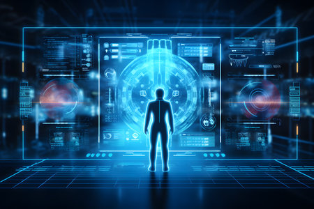 AI Medical technology and futuristic concept background. Generative AI.の素材