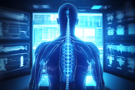 AI Medical technology and futuristic concept background. Generative AI.の素材