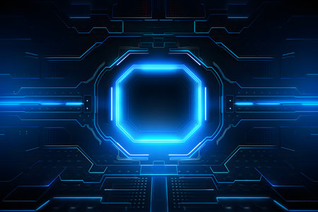 Technology background. Futuristic science concept. Generative AI.の素材