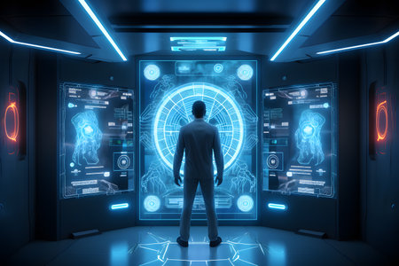 AI Medical technology and futuristic concept background. Generative AI.の素材