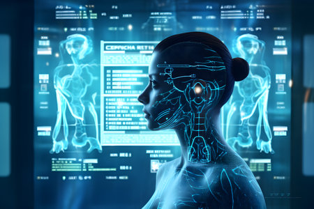 AI Medical technology and futuristic concept background. Generative AI.の素材