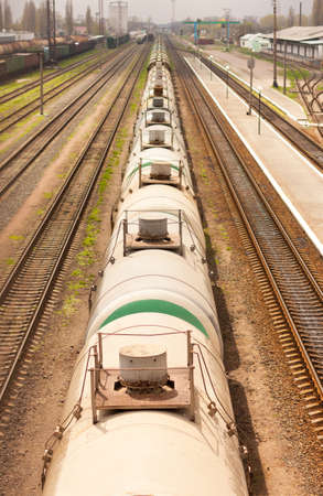 Railway station with train of tanks