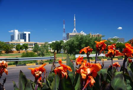Gaborone skyline view from the flyoverの写真素材