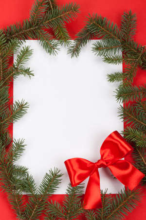 Christmas Background. Blank old paper card with Decorationの写真素材