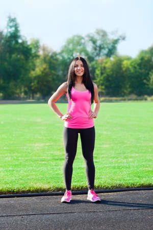 woman sport on stadium outdoors training