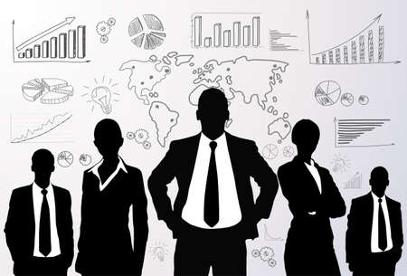 Business people group black silhouette graphのイラスト素材