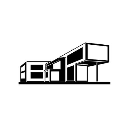 modern house building, real estate iconのイラスト素材