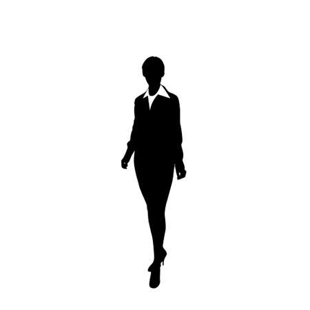 vector business woman black silhouette walk step forwardのイラスト素材