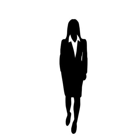 vector business woman black silhouette walk step forwardのイラスト素材