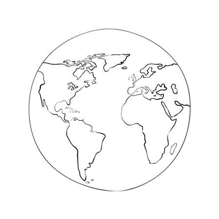 sketch globe world map black vector illustrationのイラスト素材