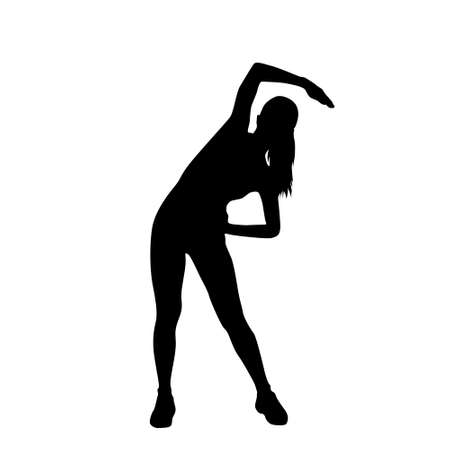 sport fitness woman exercise workout silhouettesのイラスト素材