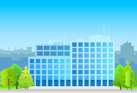 business office building, real estate silhouetteのイラスト素材