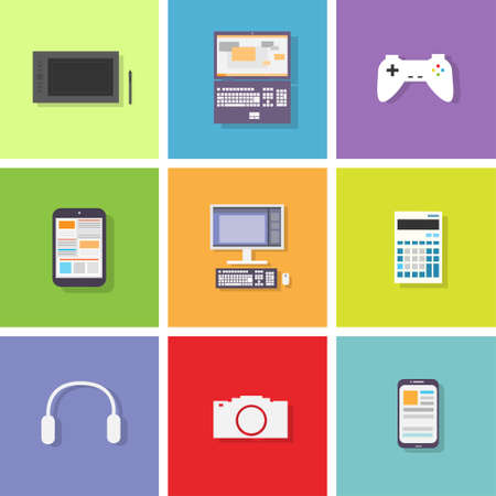 device set color icon flat dsign vectorのイラスト素材