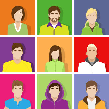 profile set icon avatar male and female portrait setのイラスト素材