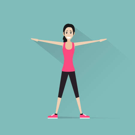 sport fitness woman exercise workout girl flat iconのイラスト素材